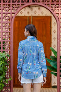 Riviera Bloom Striped Cotton Shirt - Hukum Jaipiur