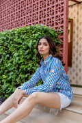Riviera Bloom Striped Cotton Shirt - Hukum Jaipiur
