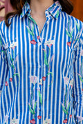 Riviera Bloom Striped Cotton Shirt - Hukum Jaipiur