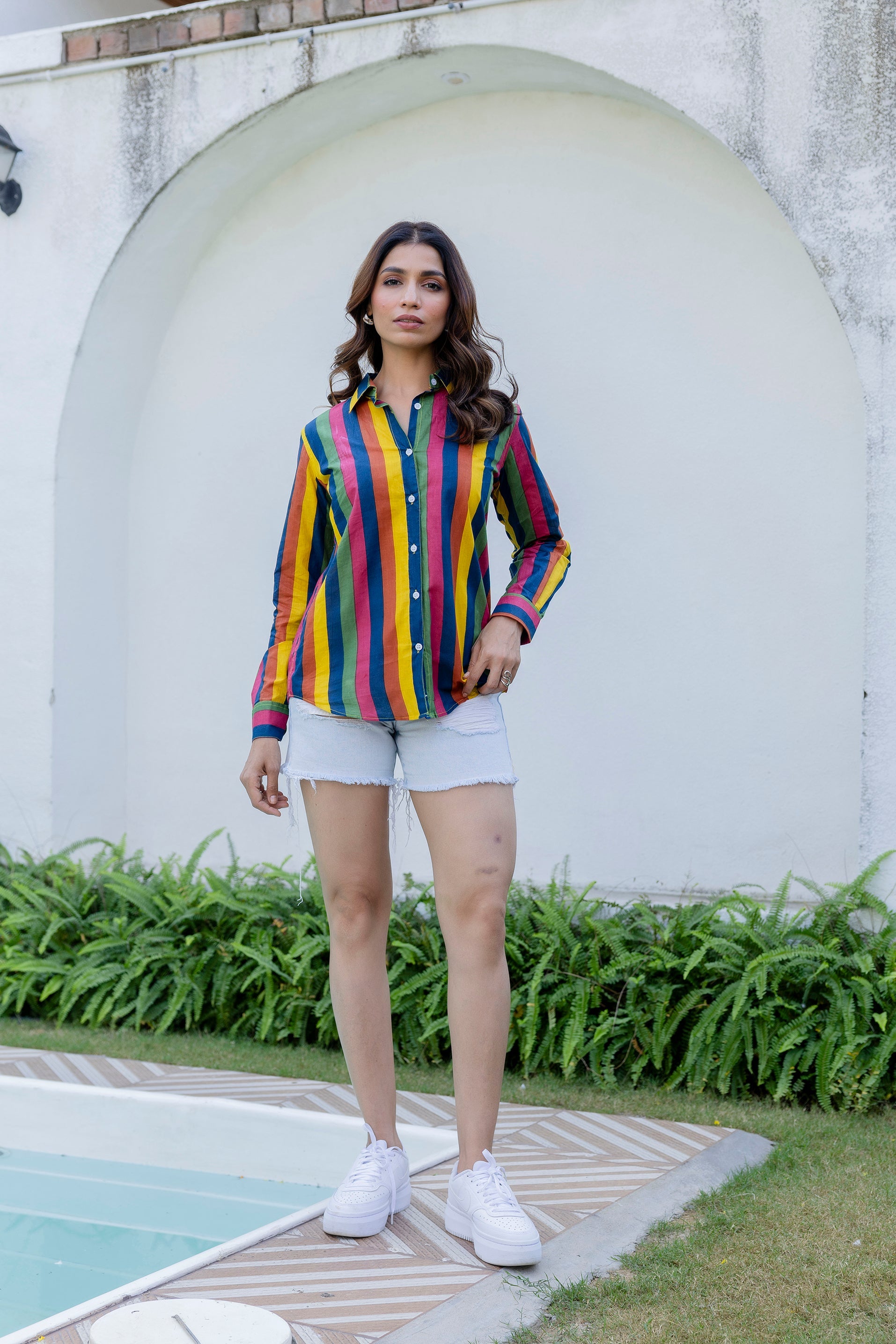 Carnival Stripe Cotton Shirt - Hukum Jaipur