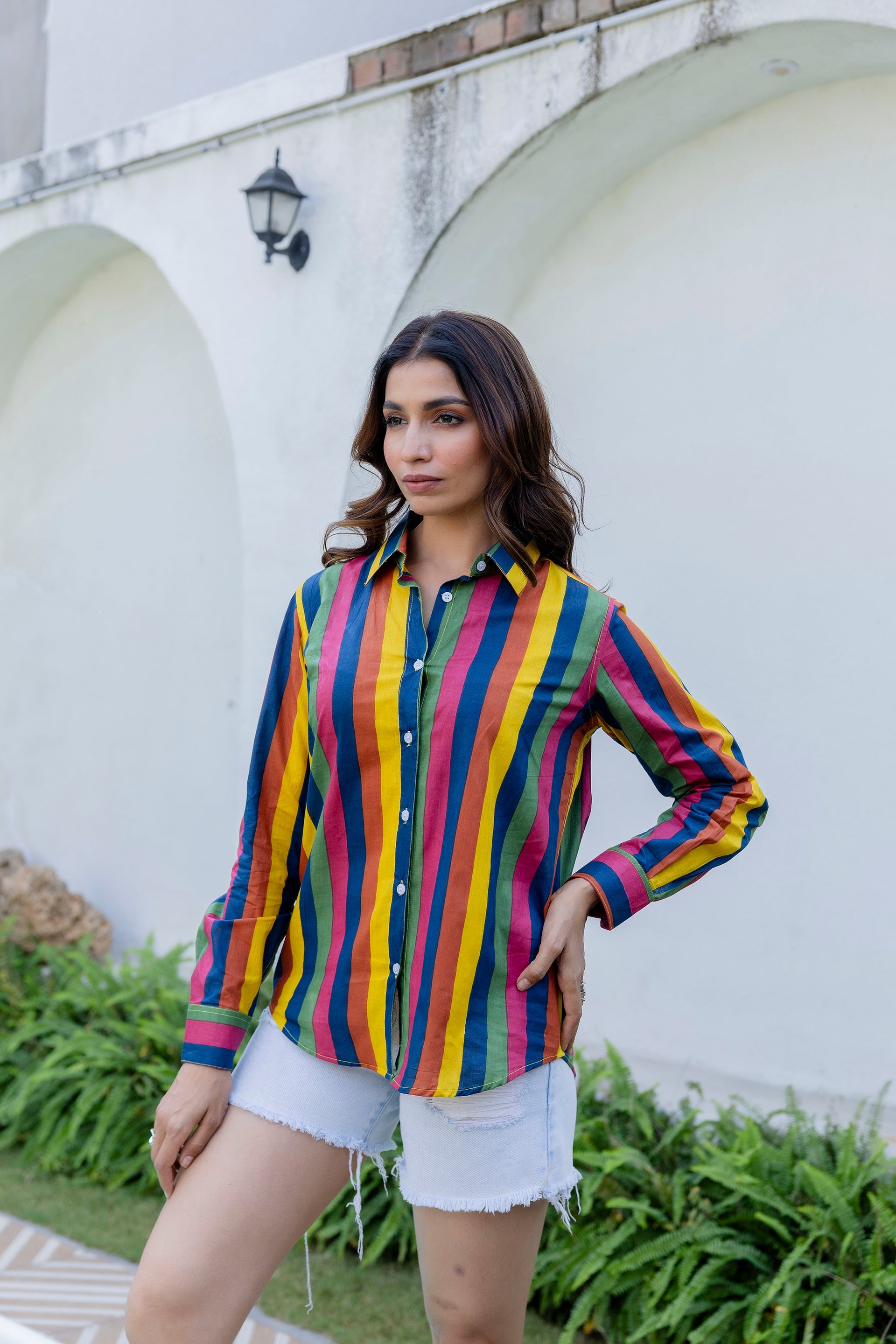 Carnival Stripe Cotton Shirt - Hukum Jaipur