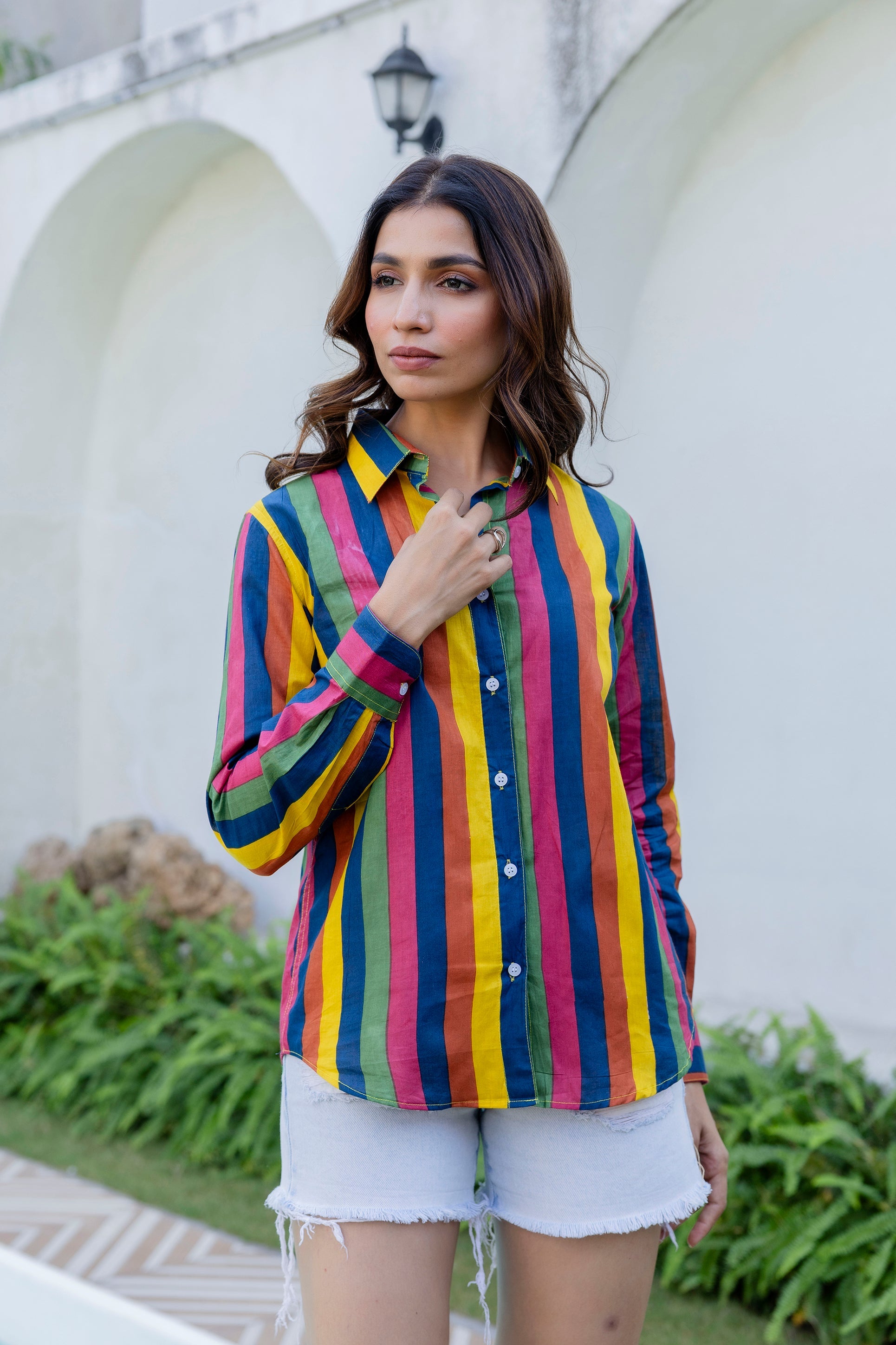 Carnival Stripe Cotton Shirt - Hukum Jaipur