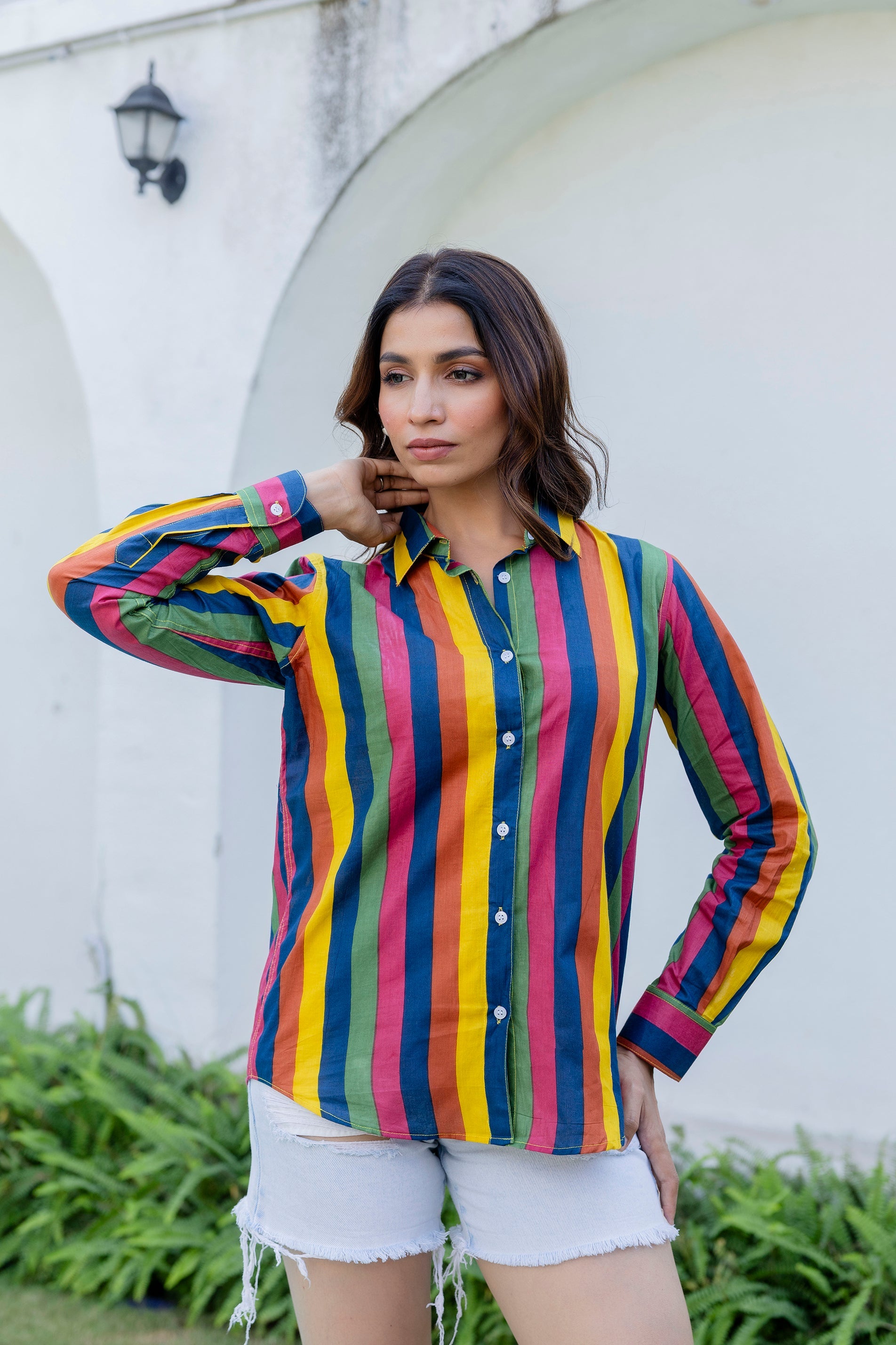 Carnival Stripe Cotton Shirt - Hukum Jaipur