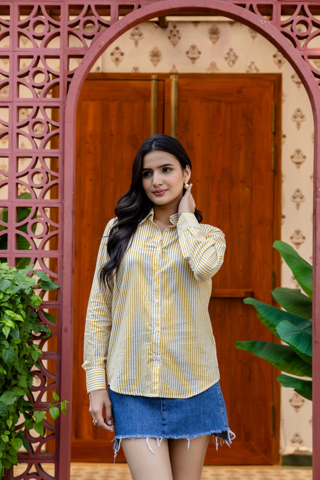 Golden Hour Striped Cotton Shirt - Hukum Jaipur