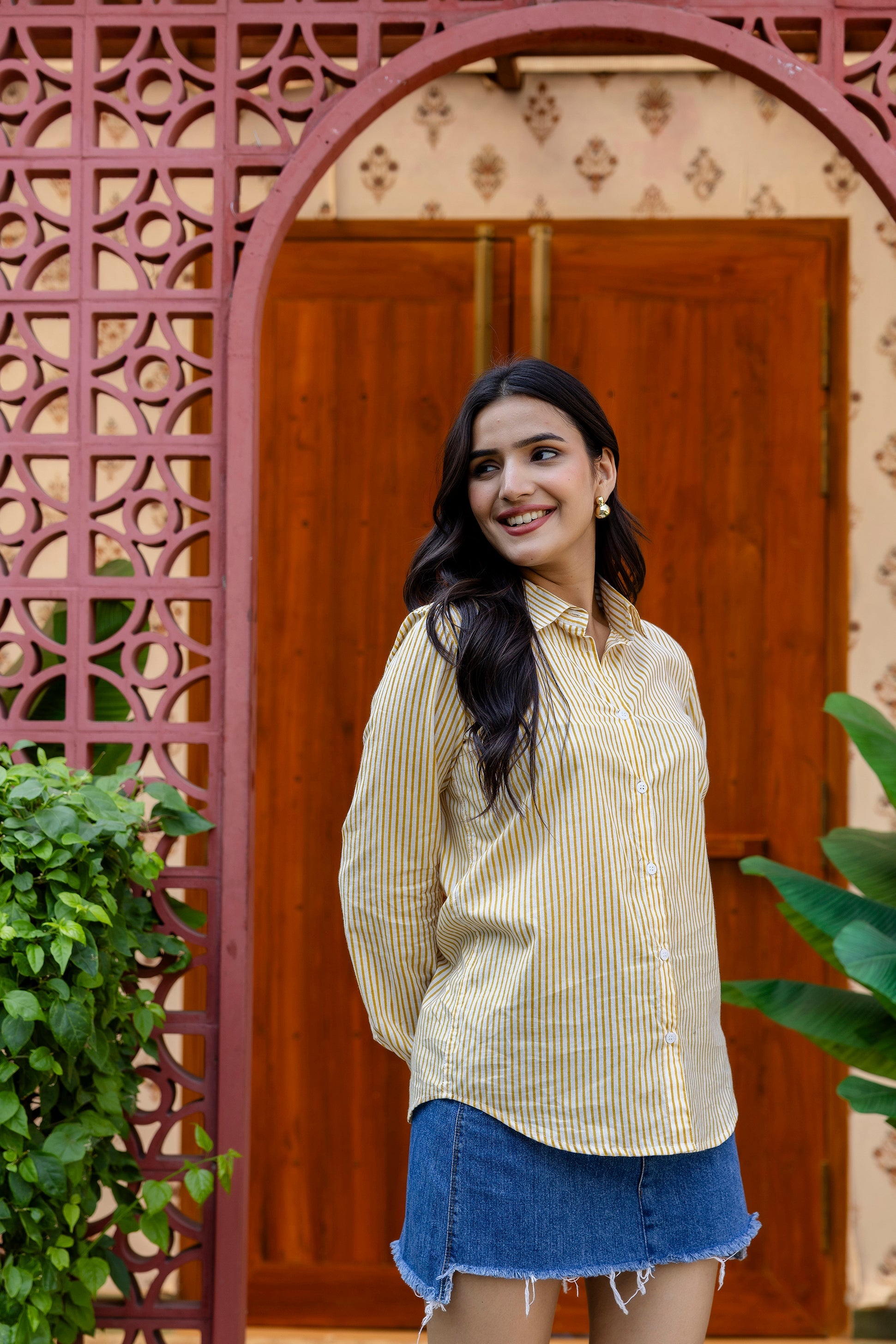 Golden Hour Striped Cotton Shirt - Hukum Jaipur