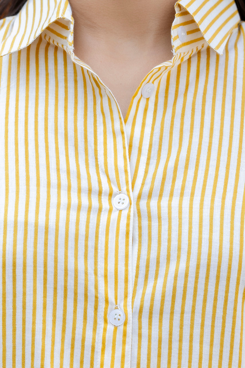 Golden Hour Striped Cotton Shirt - Hukum Jaipur