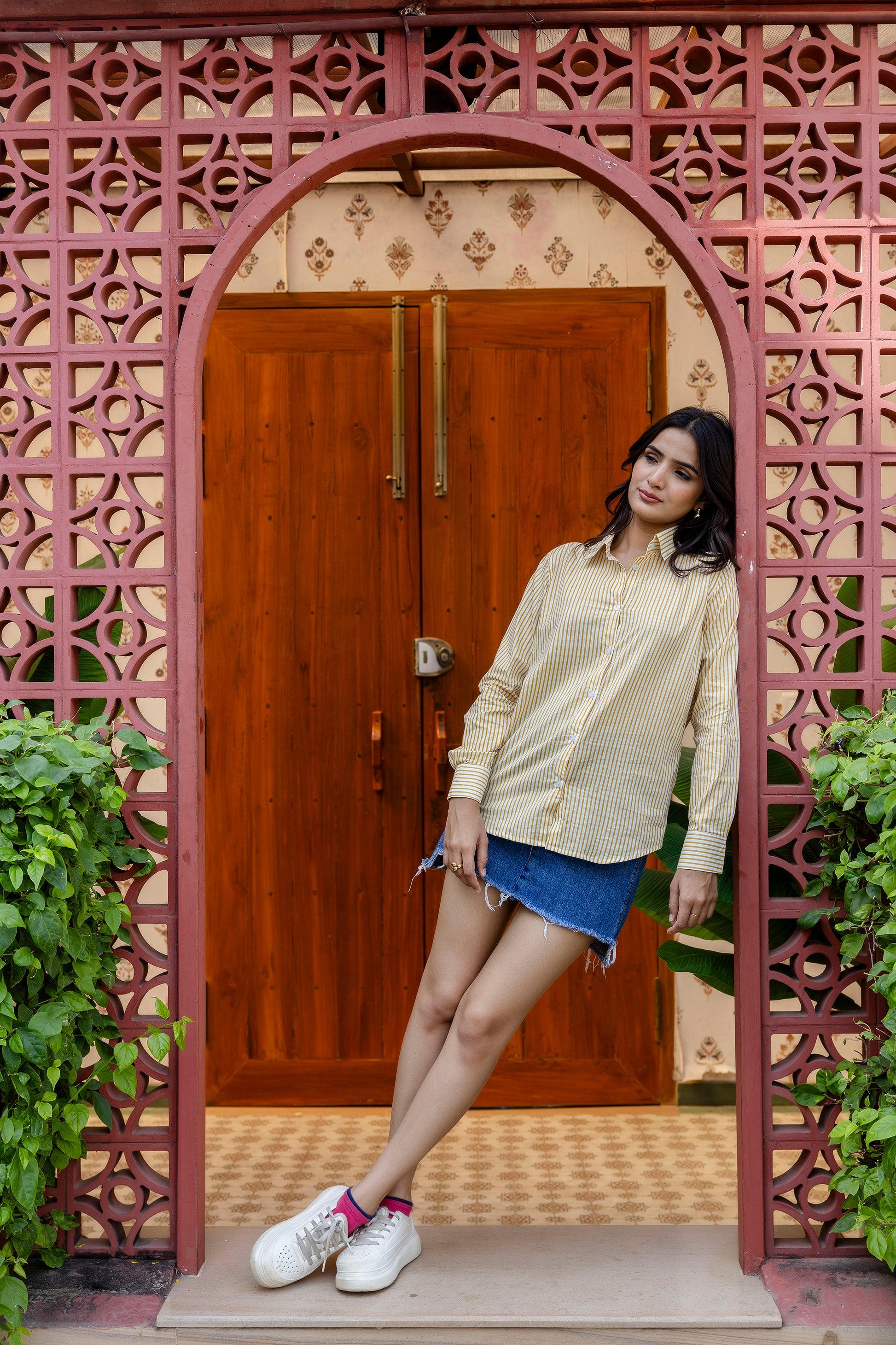 Golden Hour Striped Cotton Shirt - Hukum Jaipur