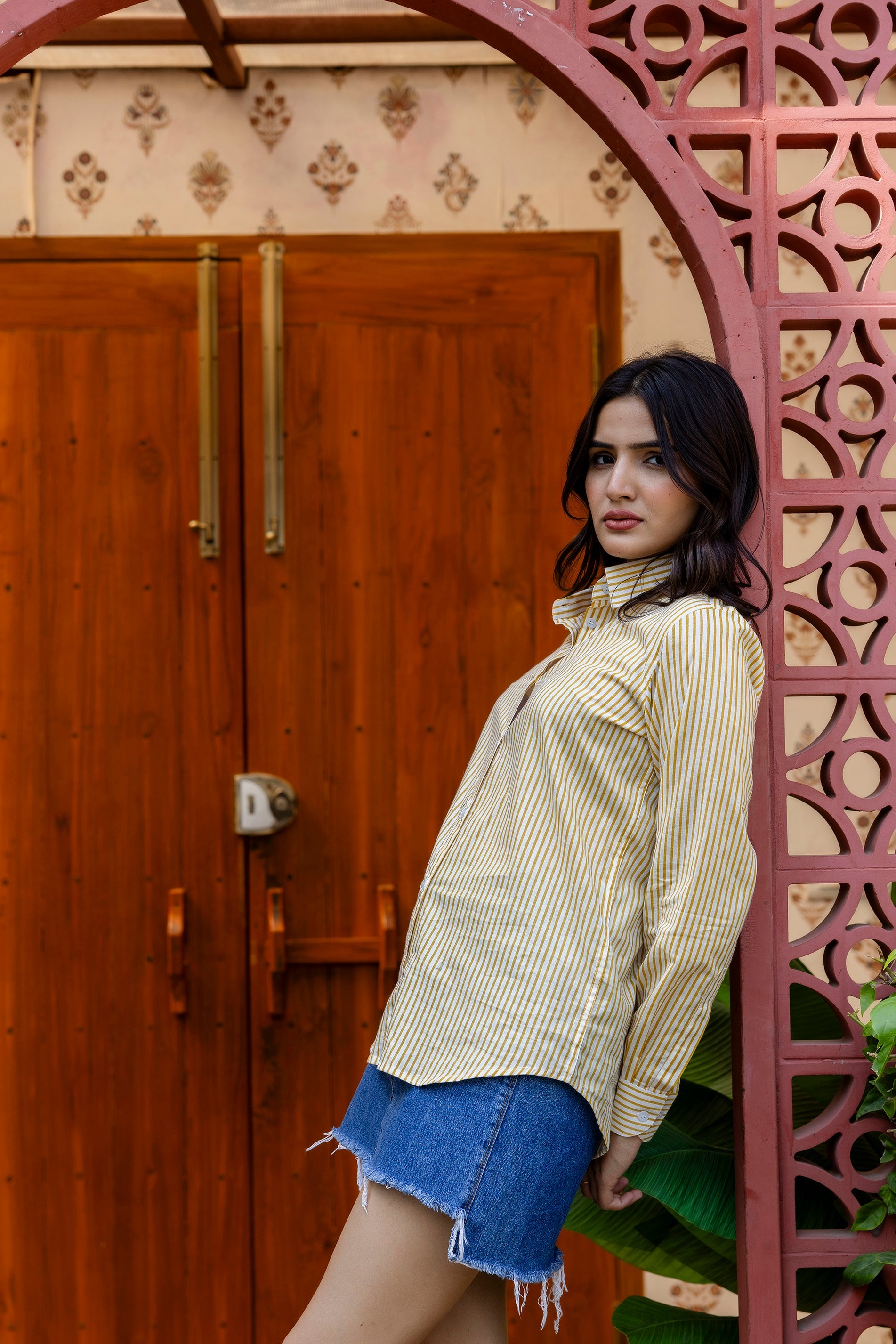 Golden Hour Striped Cotton Shirt - Hukum Jaipur