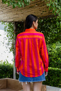 Tangerine Tango Striped Cotton Shirt - Hukum Jaipur