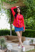 Tangerine Tango Striped Cotton Shirt - Hukum Jaipur