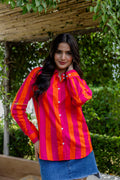 Tangerine Tango Striped Cotton Shirt - Hukum Jaipur