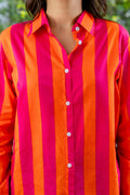Tangerine Tango Striped Cotton Shirt - Hukum Jaipur