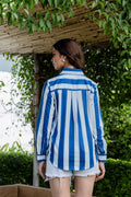 Nautical Breeze Striped Cotton Shirt - Hukum Jaipur