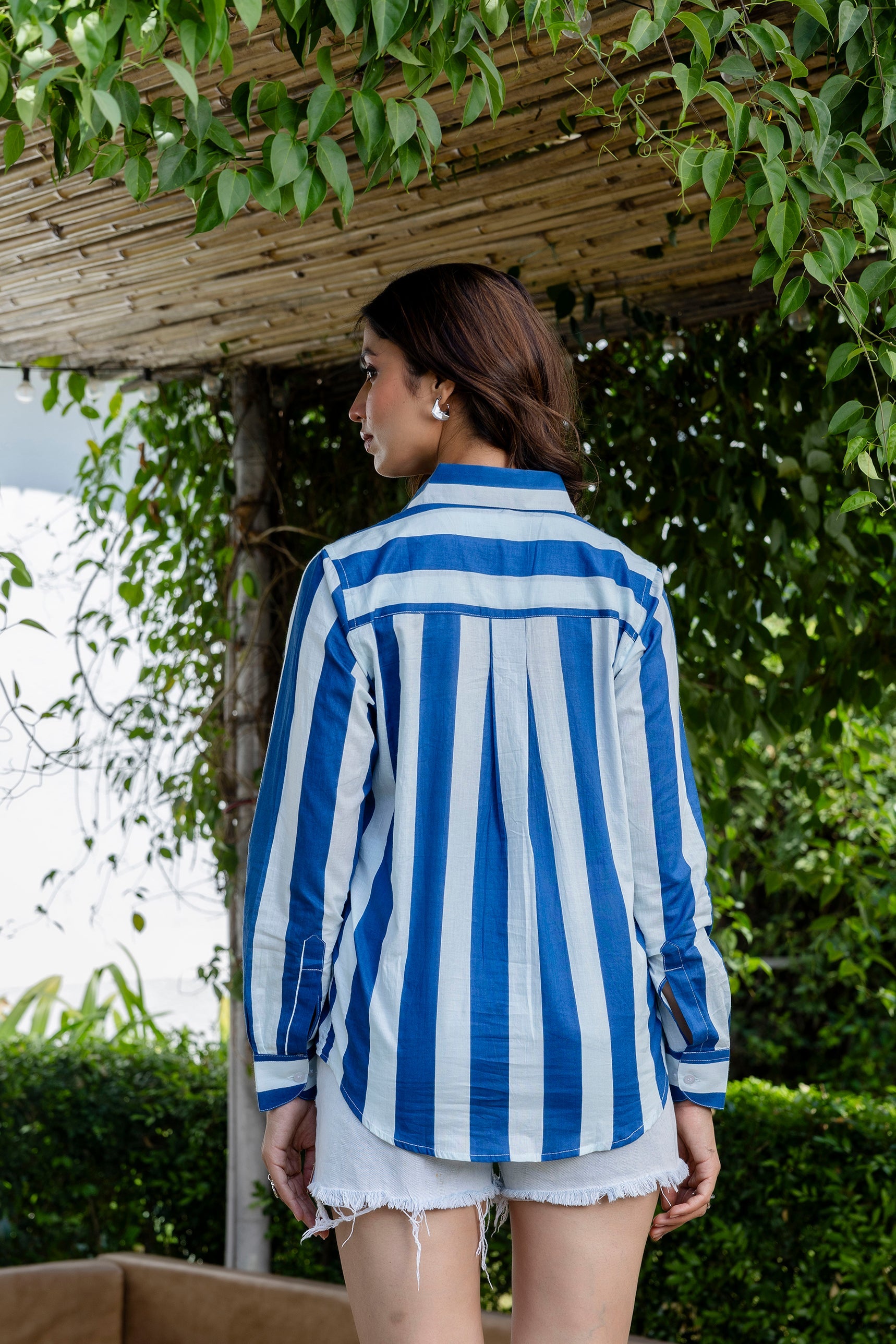 Nautical Breeze Striped Cotton Shirt - Hukum Jaipur