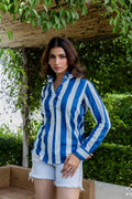 Nautical Breeze Striped Cotton Shirt - Hukum Jaipur