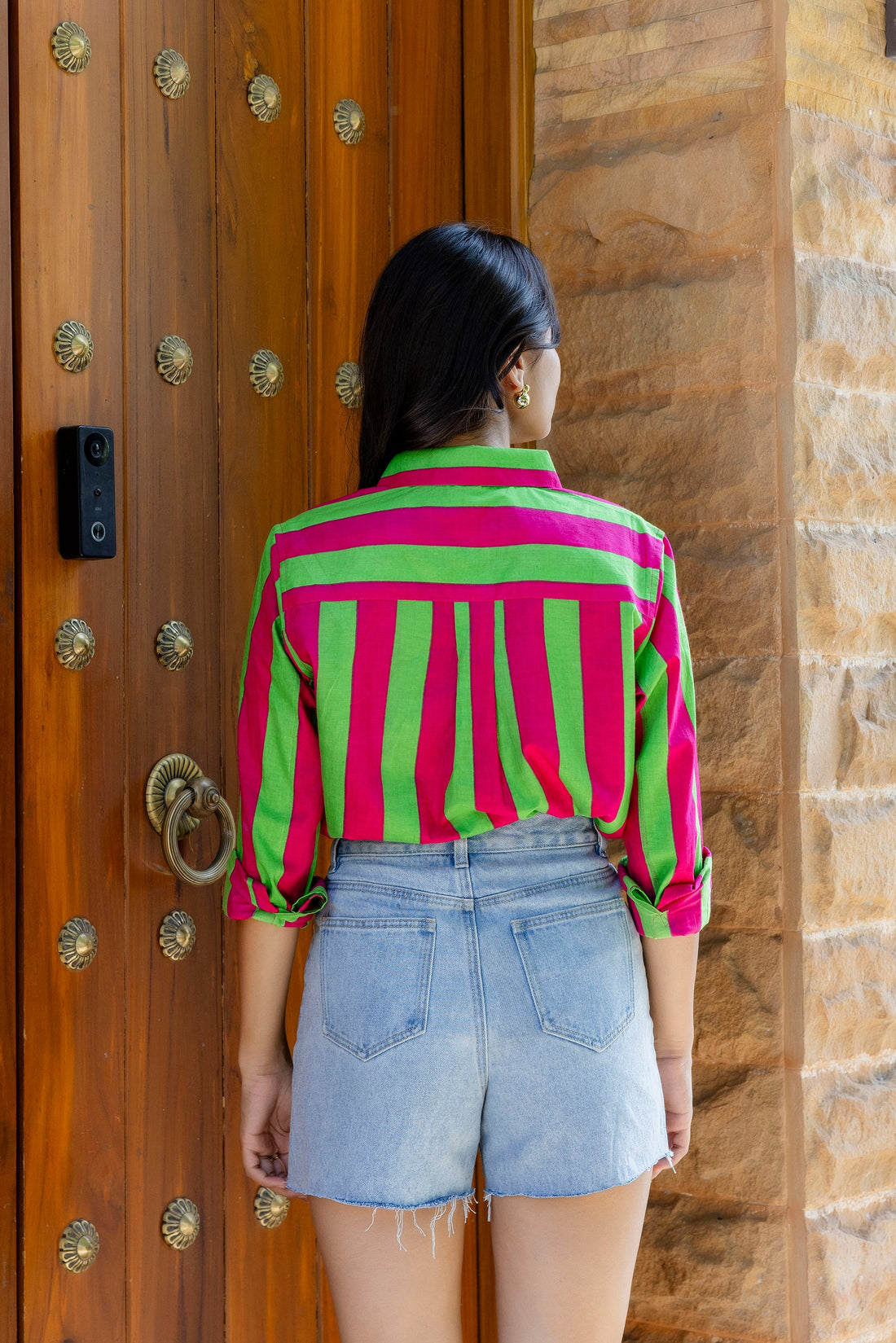 Fuchsia Fiesta Striped Cotton Shirt - Hukum Jaipur