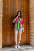 Fuchsia Fiesta Striped Cotton Shirt - Hukum Jaipur
