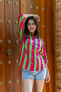 Fuchsia Fiesta Striped Cotton Shirt - Hukum Jaipur