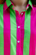 Fuchsia Fiesta Striped Cotton Shirt - Hukum Jaipur