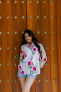 Magenta Poppy Cotton Shirt - Hukum Jaipur