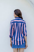 Midnight Rose Striped Cotton Shirt - Hukum Jaipur