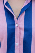 Midnight Rose Striped Cotton Shirt - Hukum Jaipur