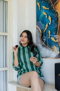 Emerald Promenade Striped Cotton Shirt - Hukum Jaipur