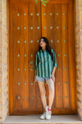 Emerald Promenade Striped Cotton Shirt - Hukum Jaipur