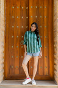 Emerald Promenade Striped Cotton Shirt - Hukum Jaipur