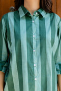 Emerald Promenade Striped Cotton Shirt - Hukum Jaipur