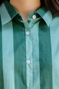 Emerald Promenade Striped Cotton Shirt - Hukum Jaipur