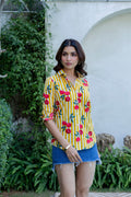 Cherry Sunshine Striped Cotton Shirt - Hukum Jaipur