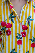 Cherry Sunshine Striped Cotton Shirt - Hukum Jaipur