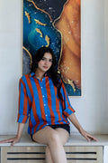 Sunset Boulevard Striped Cotton Shirt - Hukum Jaipur