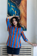 Sunset Boulevard Striped Cotton Shirt - Hukum Jaipur