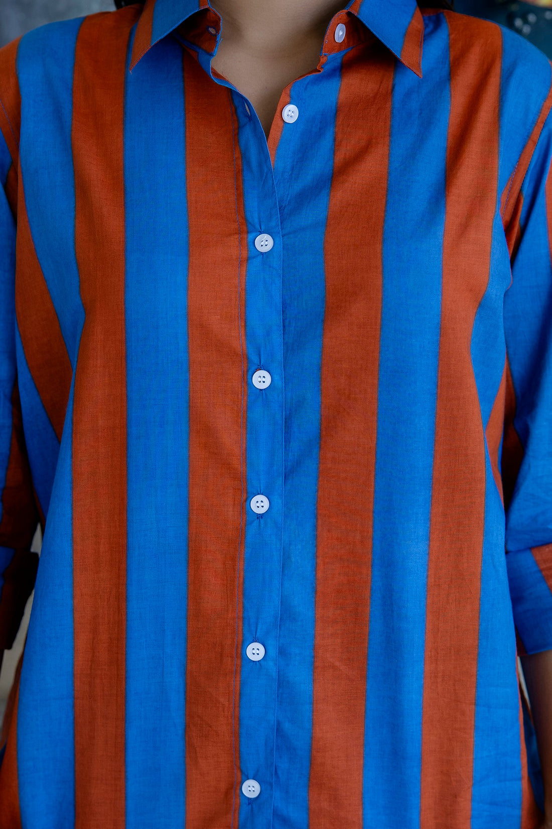 Sunset Boulevard Striped Cotton Shirt - Hukum Jaipur