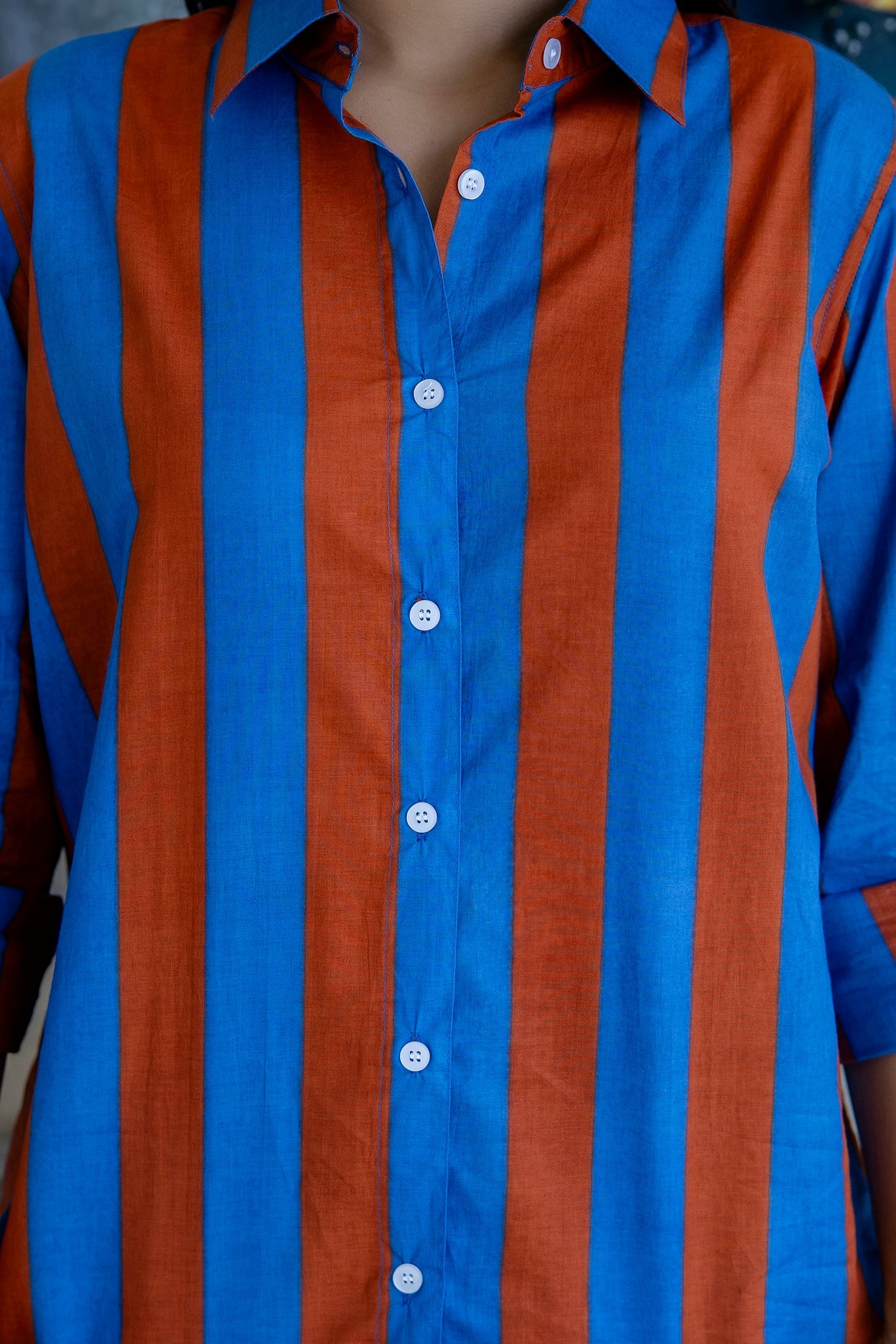Sunset Boulevard Striped Cotton Shirt - Hukum Jaipur