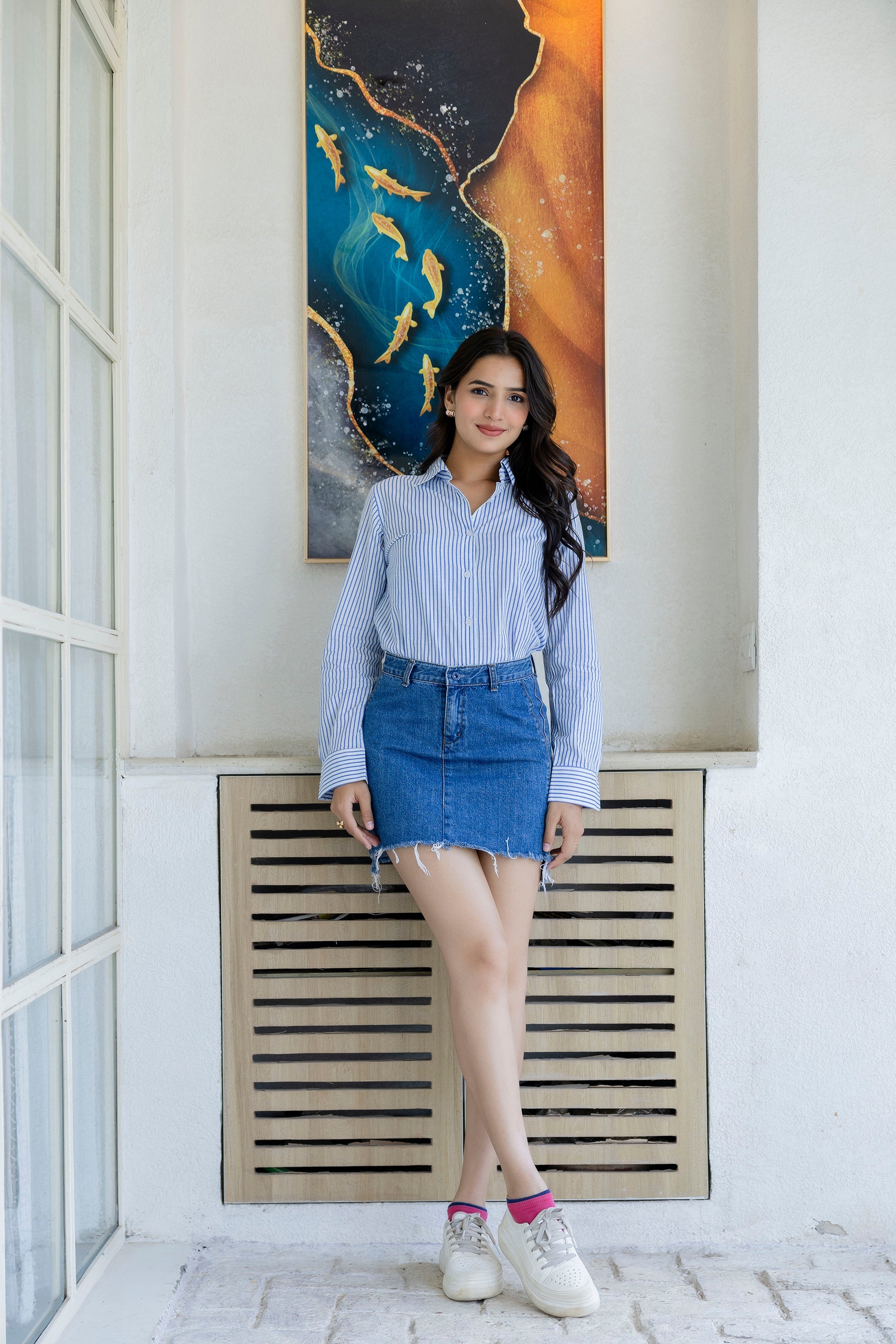 Oxford Blue Striped Cotton Shirt - Hukum Jaipur