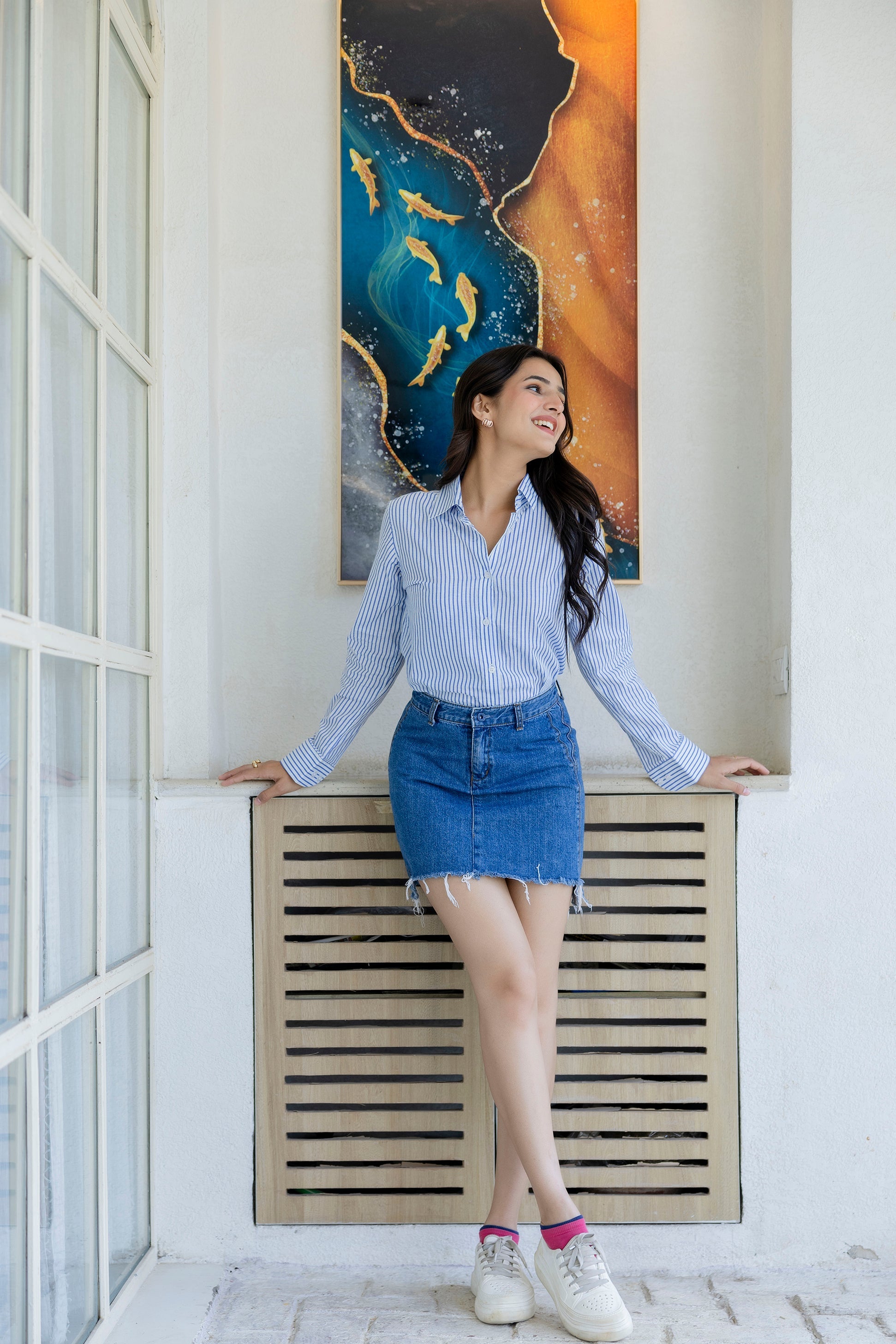 Oxford Blue Striped Cotton Shirt - Hukum Jaipur