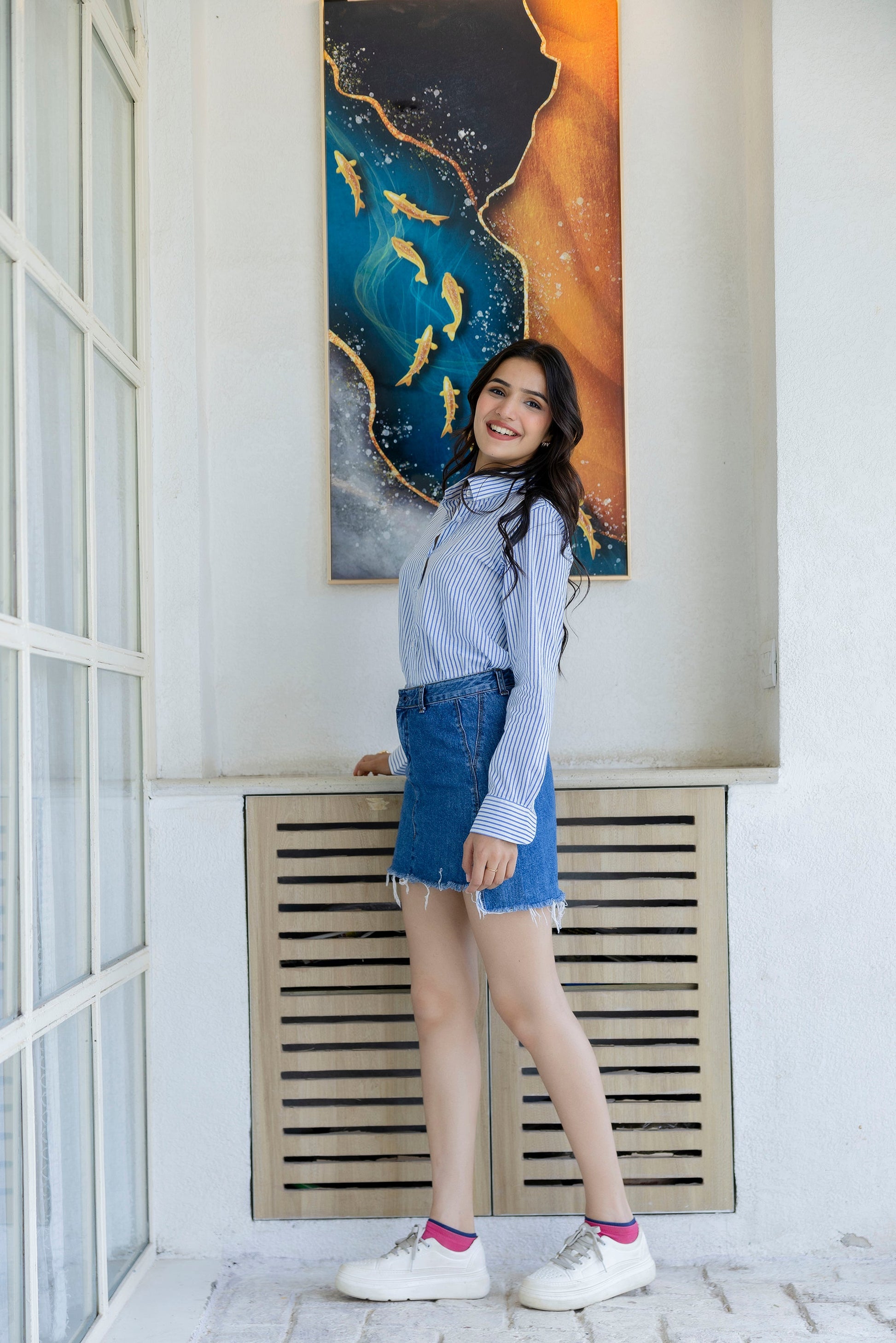 Oxford Blue Striped Cotton Shirt - Hukum Jaipur