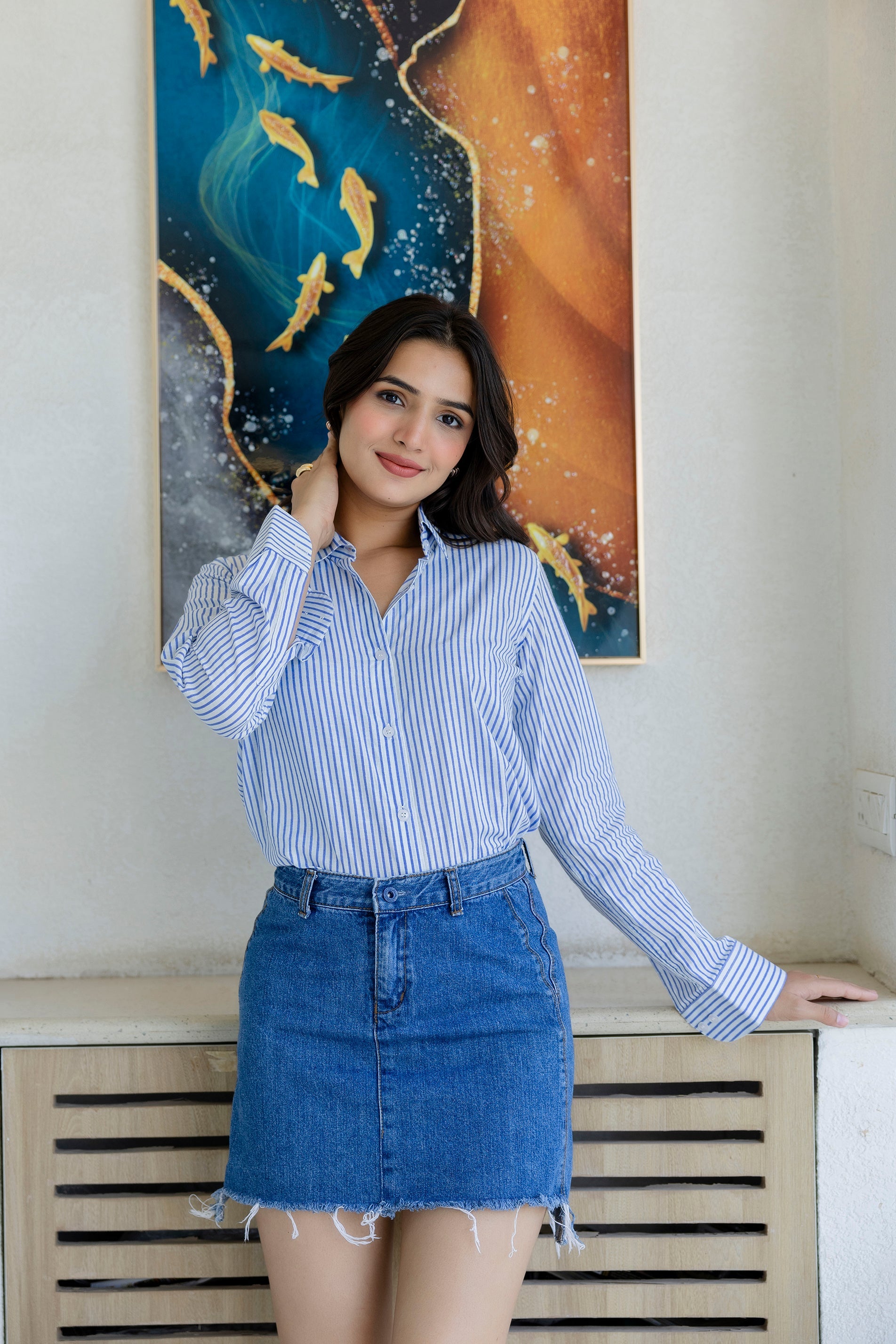 Oxford Blue Striped Cotton Shirt - Hukum Jaipur