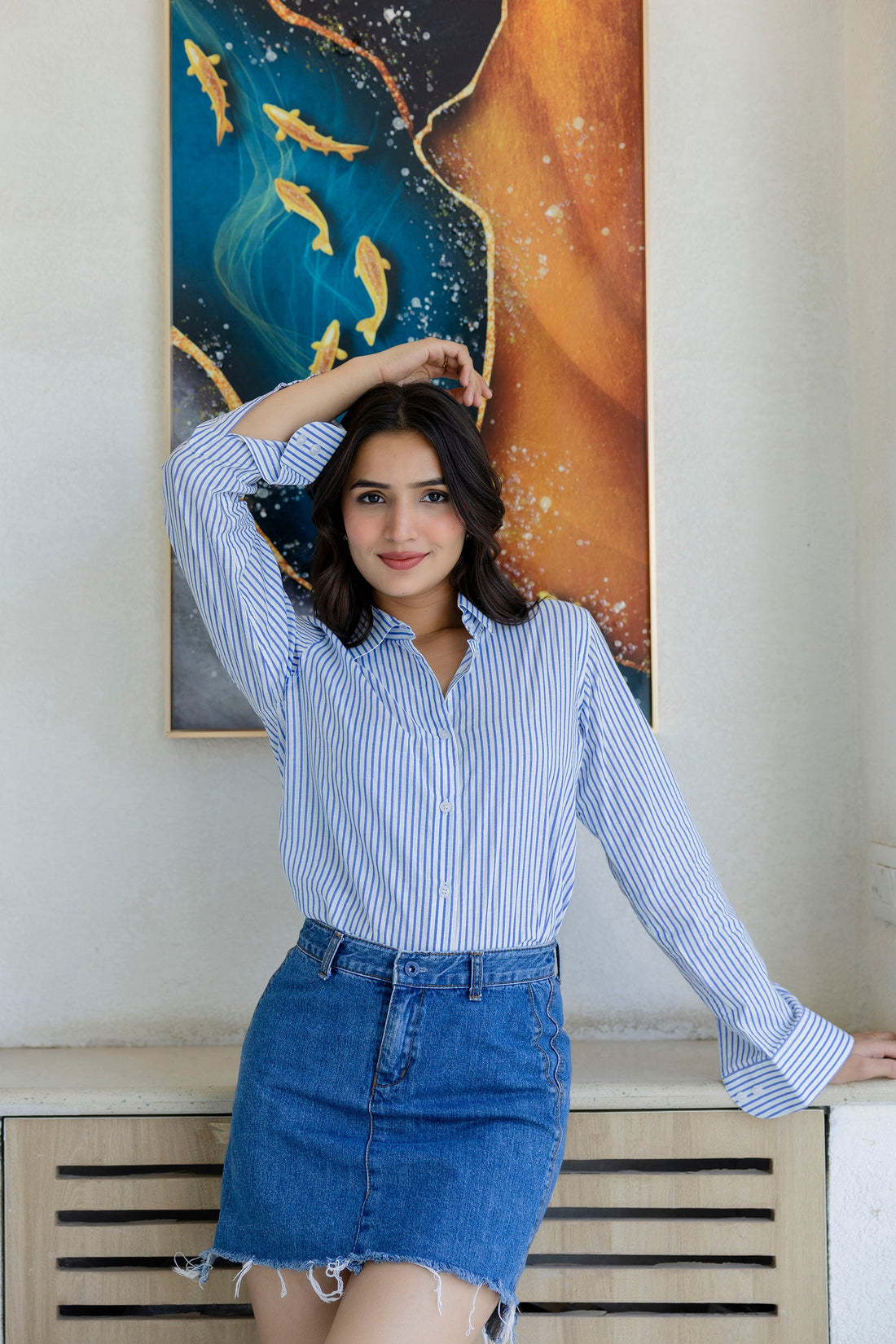 Oxford Blue Striped Cotton Shirt - Hukum Jaipur