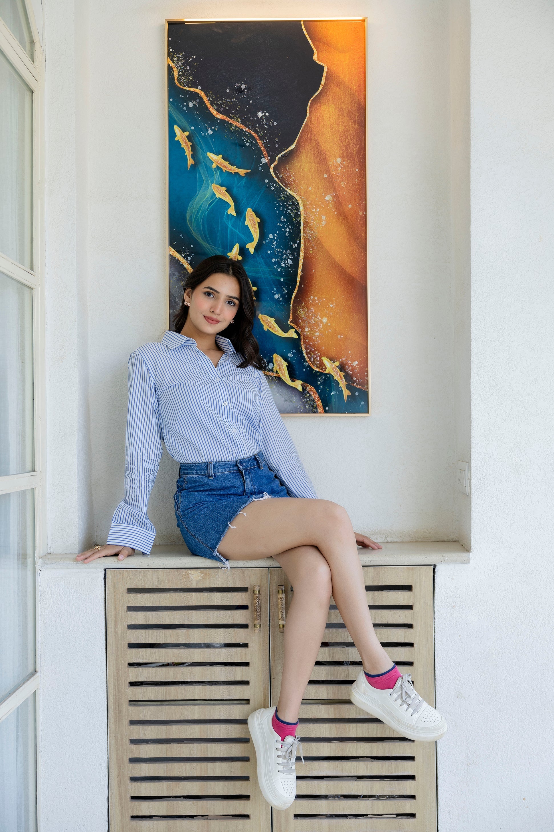 Oxford Blue Striped Cotton Shirt - Hukum Jaipur