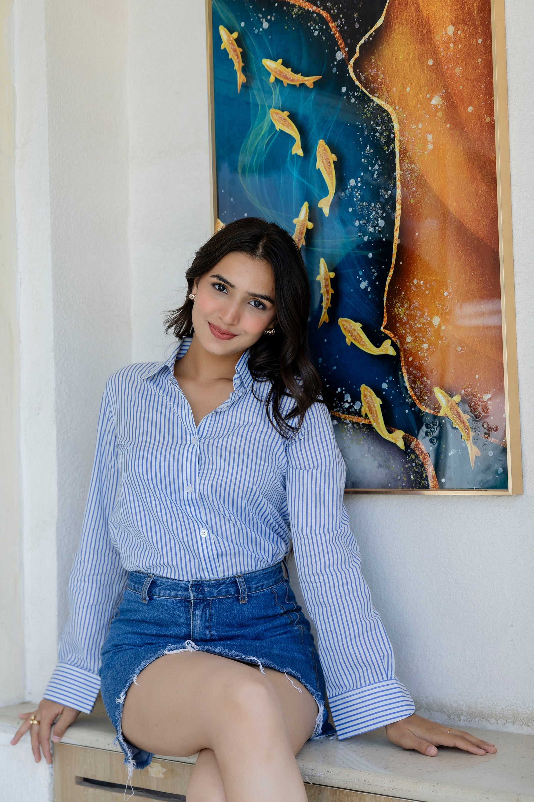 Oxford Blue Striped Cotton Shirt - Hukum Jaipur