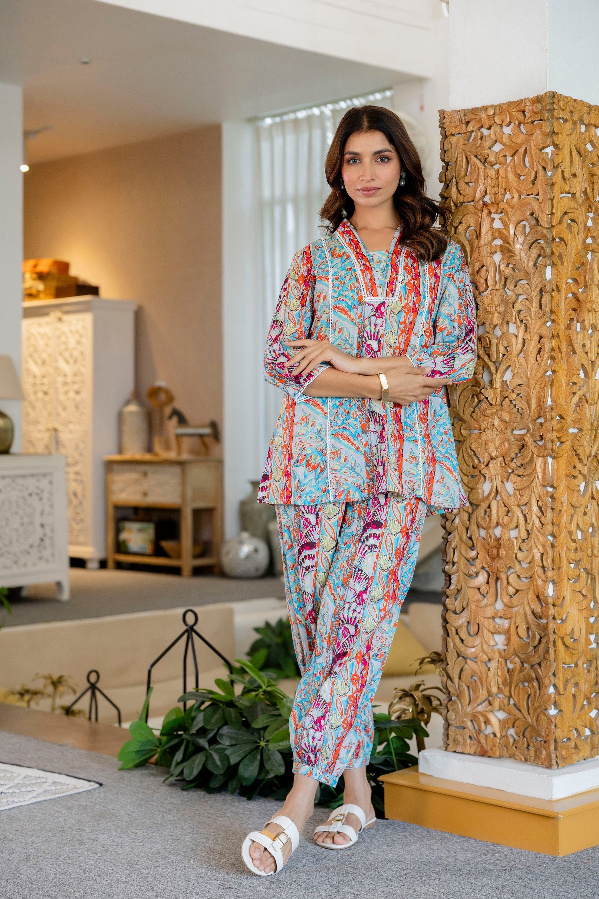 Coral Reef Dreams Cotton Co-ord Set - Hukum Jaipur
