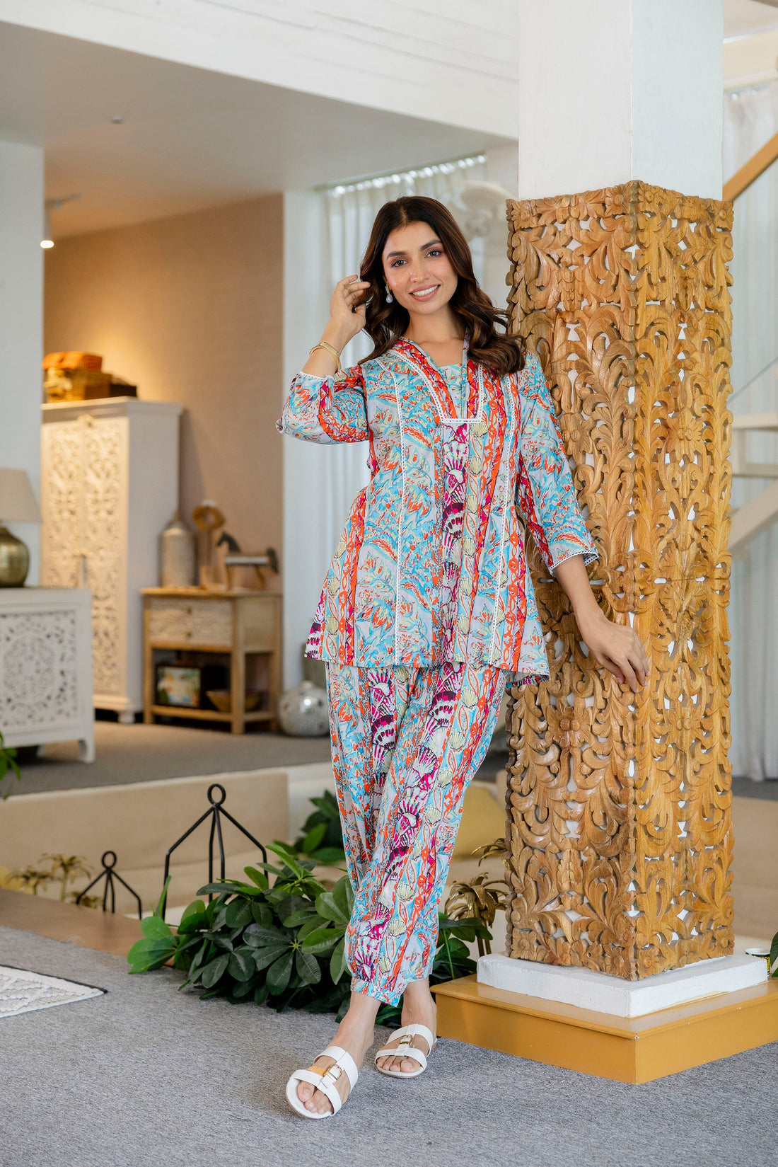 Coral Reef Dreams Cotton Co-ord Set - Hukum Jaipur