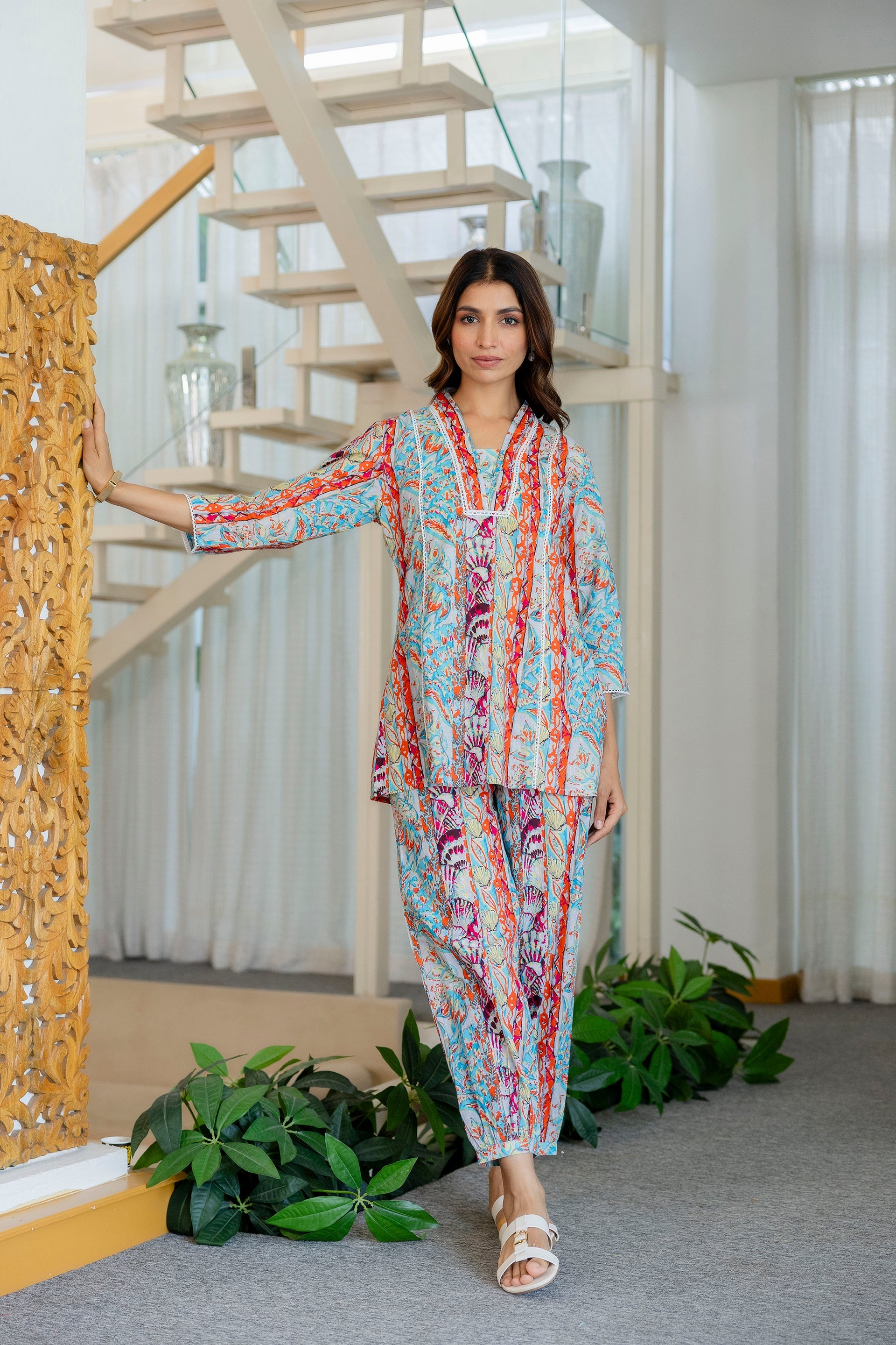 Coral Reef Dreams Cotton Co-ord Set - Hukum Jaipur