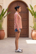 Heritage Stripes Pink White Ornamental Cotton Shirt | Hukum Jaipur