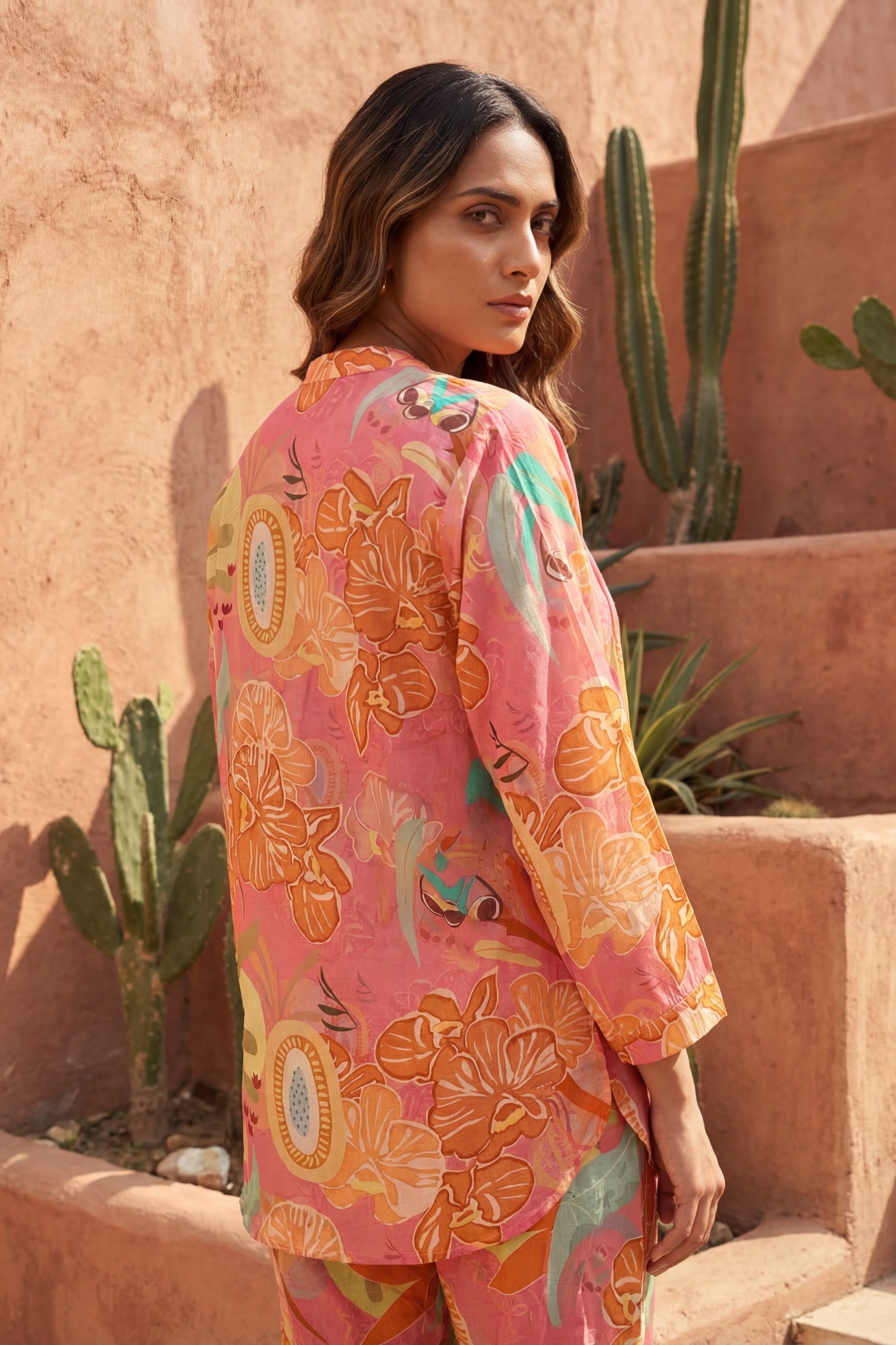 Blossom Bliss Pink Ornamental Cotton Co-ord Set | Hukum Jaipur