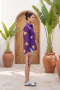 Ginger Grace Purple Illustration Cotton Shirt | Hukum Jaipur